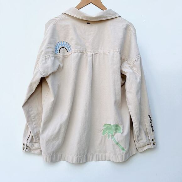 Rip Curl Women’s Embroidered Pacific Dreams Shacket Cream Button Down Large - Picture 3 of 11